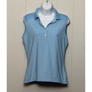 Nike Golf Women's Blue Sleeveless Polo Shirt Fit Dry Athletic Top Size Small